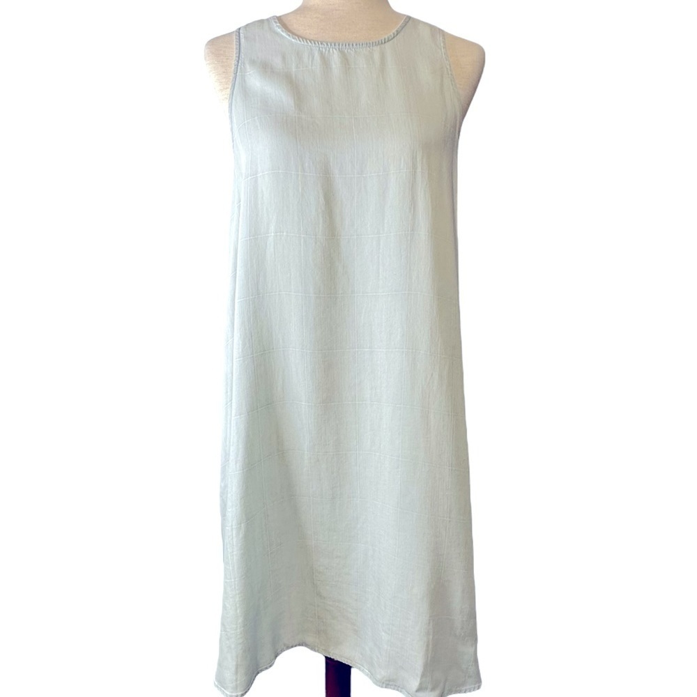 Chelsea‎ & Theodore Tencel Swing Dress Windowpane Plaid Sleeveless NWT Large